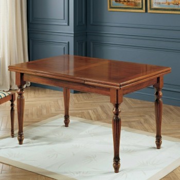 Tavolo gambe scanalate allungabile in legno massello