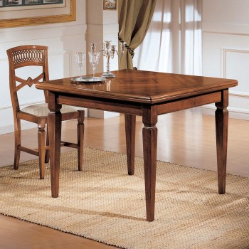 Tavolo intarsiato spina pesce allungabile con candelabri