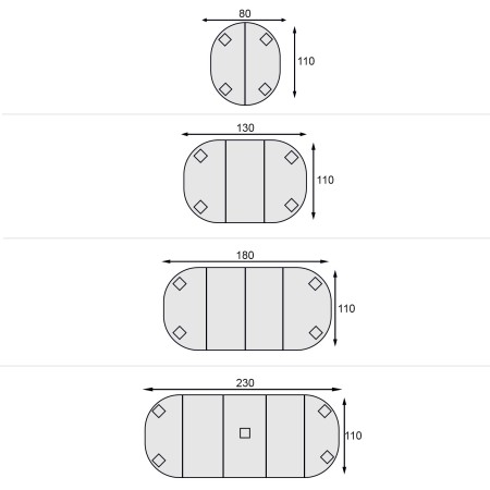 Tavolo ovale allungabile salvaspazio 10 posti da 110x80 a 230x110