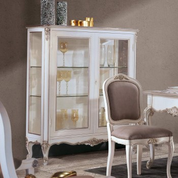 Vetrinetta 2 porte con intagli e porte in vetro