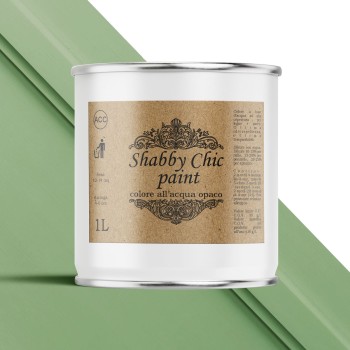 Barattolo di Shabby chic paint colore verde con latta e vernice applicata
