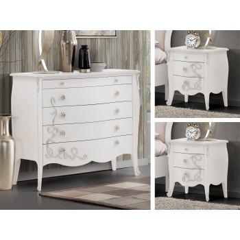 Trittico per camera shabby chic, dettagli cassetti decorati