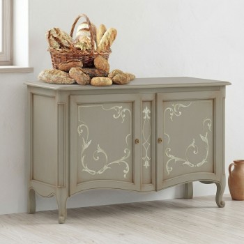 Credenza 2 ante Shabby Chic con decori floreali in dettaglio