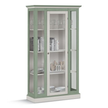 Vetrina Shabby Chic 1 anta con fianchi in vetro