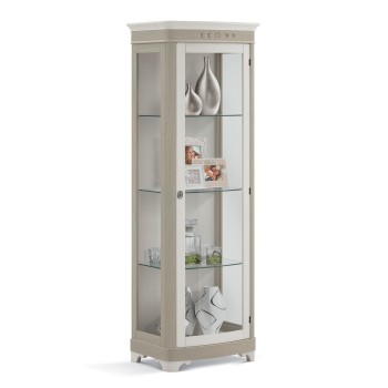 Vetrina Shabby Chic 1 anta in legno con ripiani