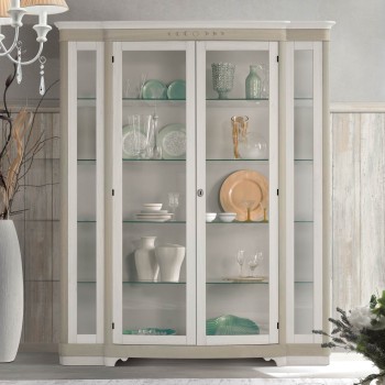 Vetrina Shabby Chic 2 ante vetro con ripiani in vetro