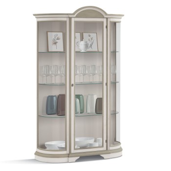 Vetrina Shabby Chic arrotondata con anta in vetro