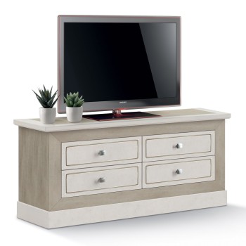 Porta TV Shabby Chic con 4 cassetti, dettaglio colore a mano