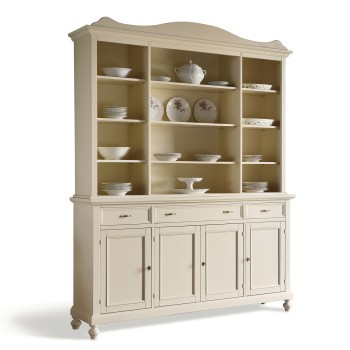 Credenza 4 ante con alzata a giorno shabby chic