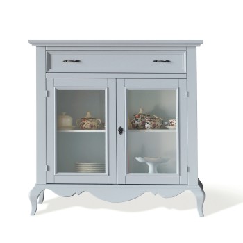 Credenza 2 ante vetro shabby chic, dettaglio piedini