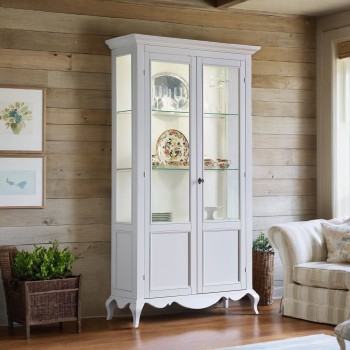 Vetrina due ante shabby chic con legno di tiglio
