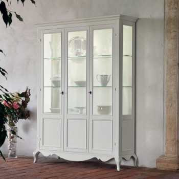 Vetrina grande shabby chic con ante in vetro