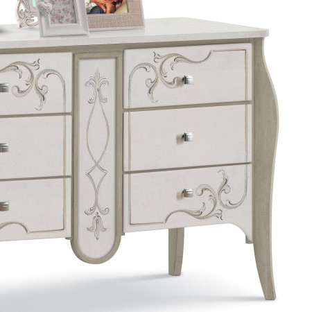 Credenza Shabby Chic 6 cassetti con decori