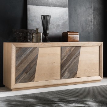 Madia 4 ante con inserti in legno antico davanti