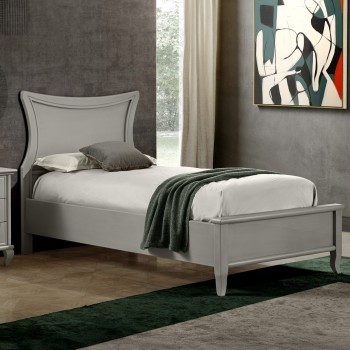 Letto singolo moderno in legno con testata sagomata