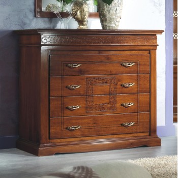 Comò con cinque cassetti, decorazioni floreali