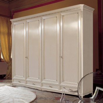Armadio 4 porte piede 700, spalla curva con intagli