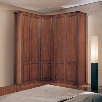 Armadio ad angolo componibile in legno massello