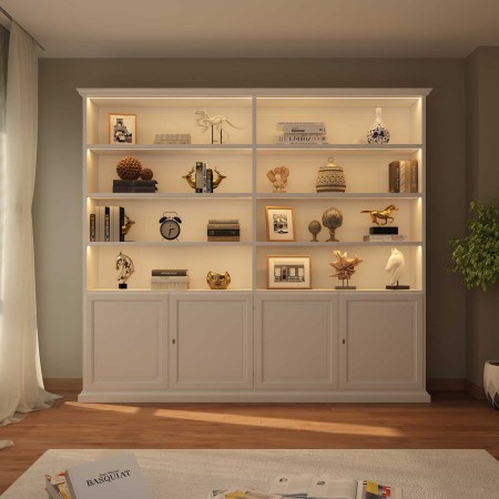 Libreria in legno su misura con luci led