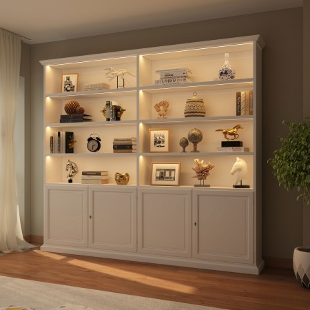 Libreria in legno su misura con luci led