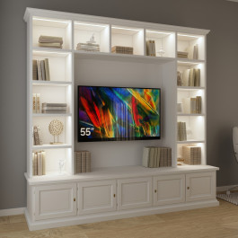A15 parete attrezzata soggiorno porta TV moderna sospesa legno bianco