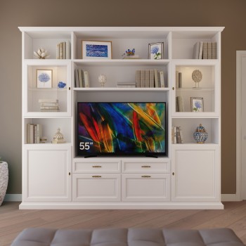 Parete in legno porta TV su misura per soggiorno
