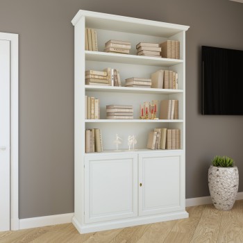 Libreria 2 ante in stile classico su misura con decorazioni
