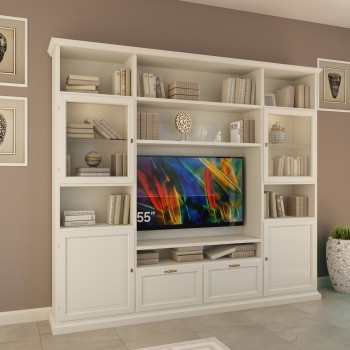 Parete componibile porta TV classica con ante vetro